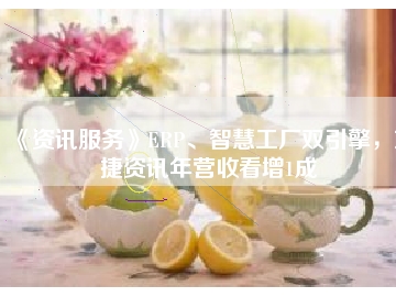 《資訊服務》ERP、智慧工廠雙引擎，東捷資訊年營收看增1成