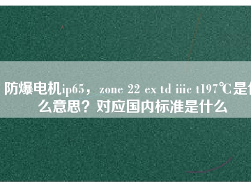 防爆電機ip65，zone 22 ex td iiic t197℃是什么意思？對應國內(nèi)標準是什么