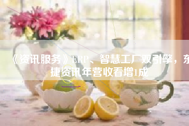 《資訊服務(wù)》ERP、智慧工廠雙引擎，東捷資訊年?duì)I收看增1成